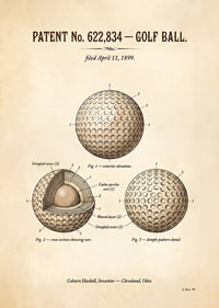 Patented golf ball from 1899 with detailed design.-7
