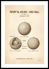 Patented golf ball from 1899 with detailed design.-0