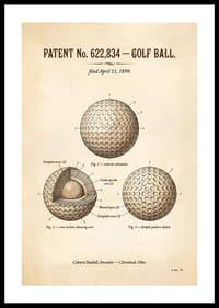 Minge de golf patentată din 1899 cu design detaliat.-0