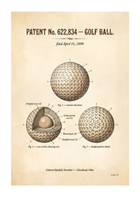 Patented golf ball from 1899 with detailed design.-1