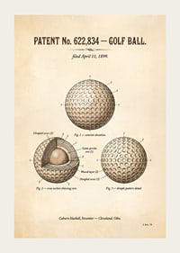 Patented golf ball from 1899 with detailed design.-3