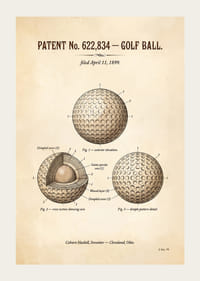 Minge de golf patentată din 1899 cu design detaliat.-3