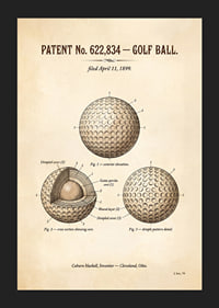 Patented golf ball from 1899 with detailed design.-5