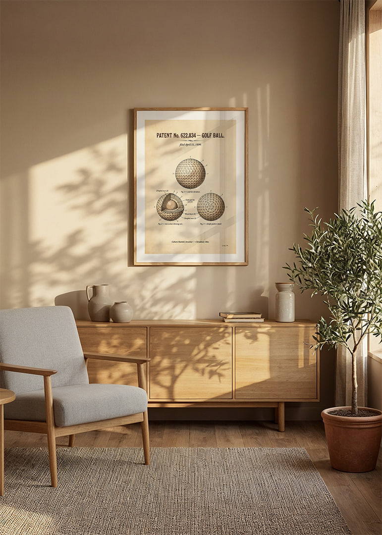 Patented golf ball from 1899 with detailed design.-12