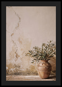 A beautiful composition of a rustic pot against a patinated wall.-4