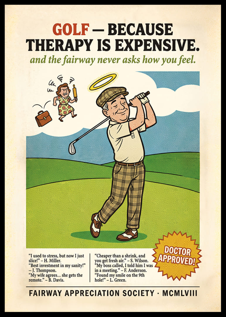 L'umorismo e la saggezza del golf si fondono con un tocco giocoso.-12
