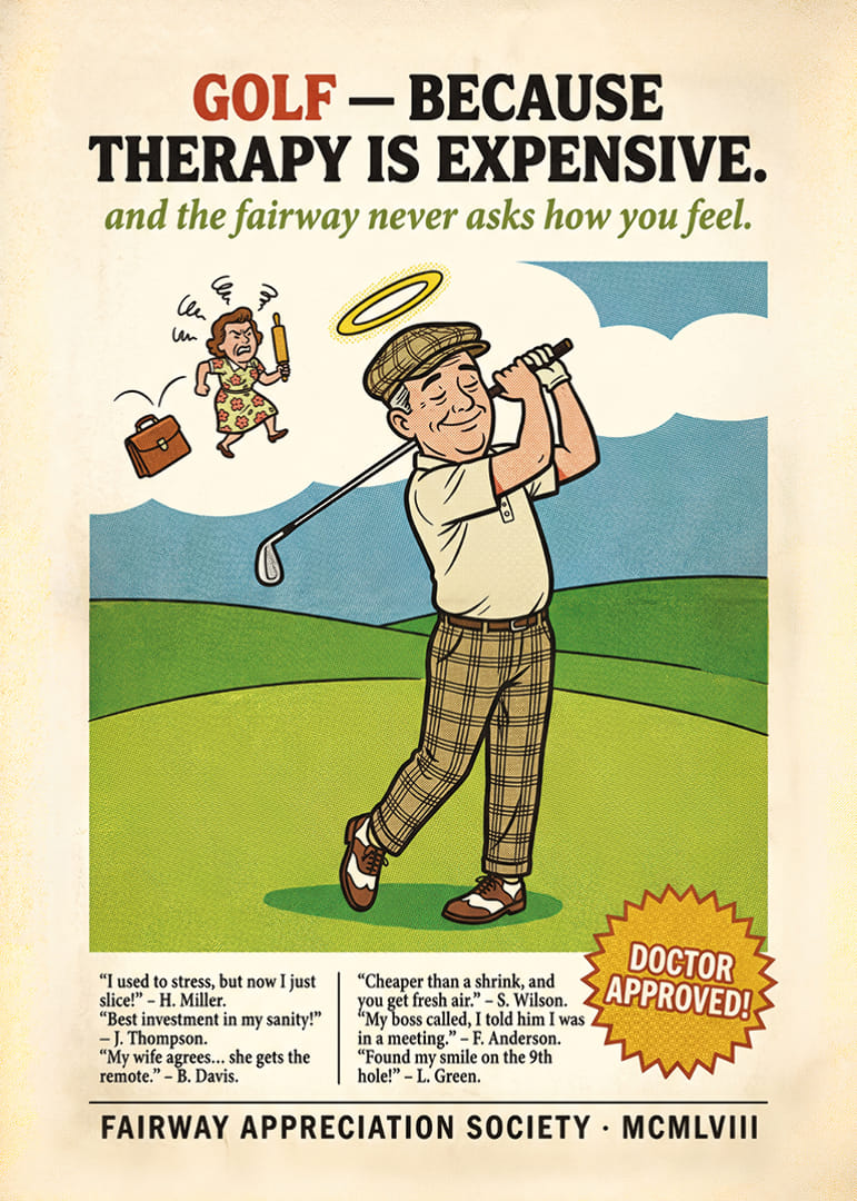 L'umorismo e la saggezza del golf si fondono con un tocco giocoso.-12