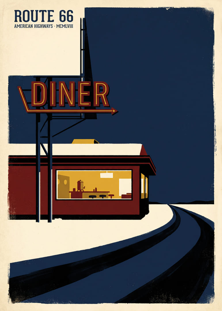 Un ristorante dall'atmosfera nostalgica rischiara il silenzio della notte.-12