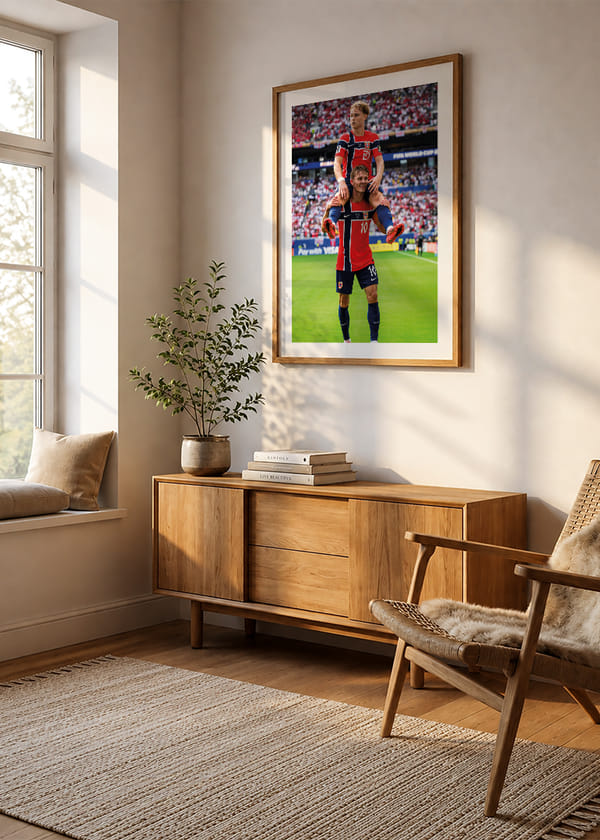 Plakat Martin Ødegaard og Andreas Schjelderup FIFA World Cup 2026 crossfade