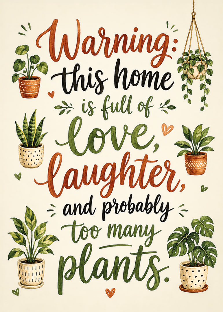 Charming poster filled with love and lush plants.-12