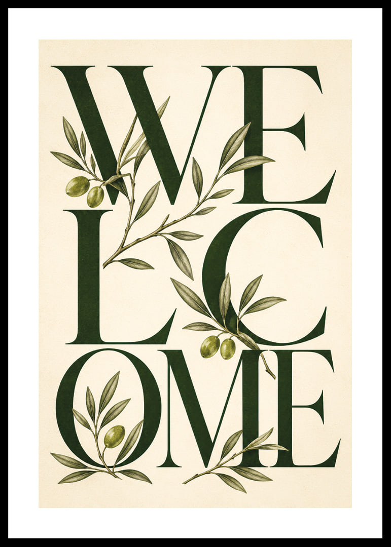 An elegant collection of olive branches and warm text.-12