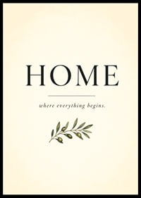 A stylish poster with the word 'HOME' and an olive branch.-6