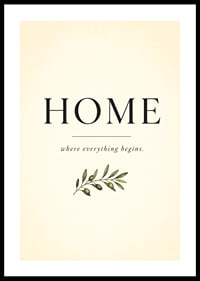 A stylish poster with the word 'HOME' and an olive branch.-0