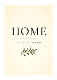 A stylish poster with the word 'HOME' and an olive branch.-1