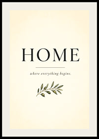 A stylish poster with the word 'HOME' and an olive branch.-2
