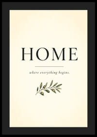 Štýlový plagát s nápisom „DOMOV“ a olivovou ratolesťou.-4