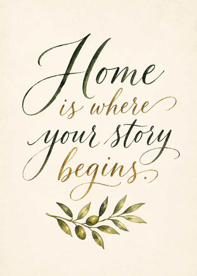 An elegant poster with a reassuring message about home.-12