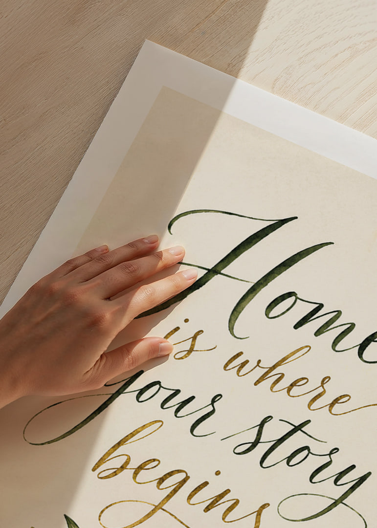 An elegant poster with a reassuring message about home.-12