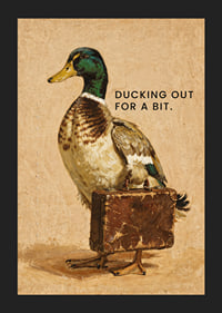A traveling duck with a suitcase and a brave attitude.-5