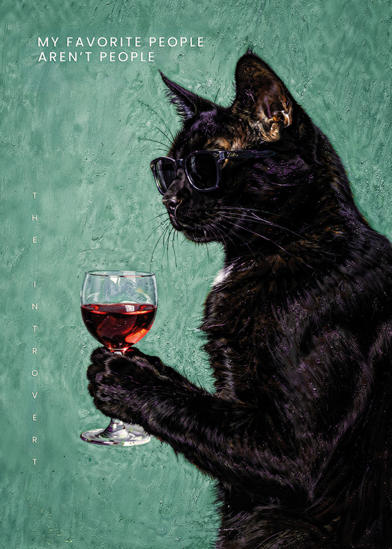 A cat with glasses enjoys a glass of wine in style.-12