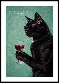 A cat with glasses enjoys a glass of wine in style.-0
