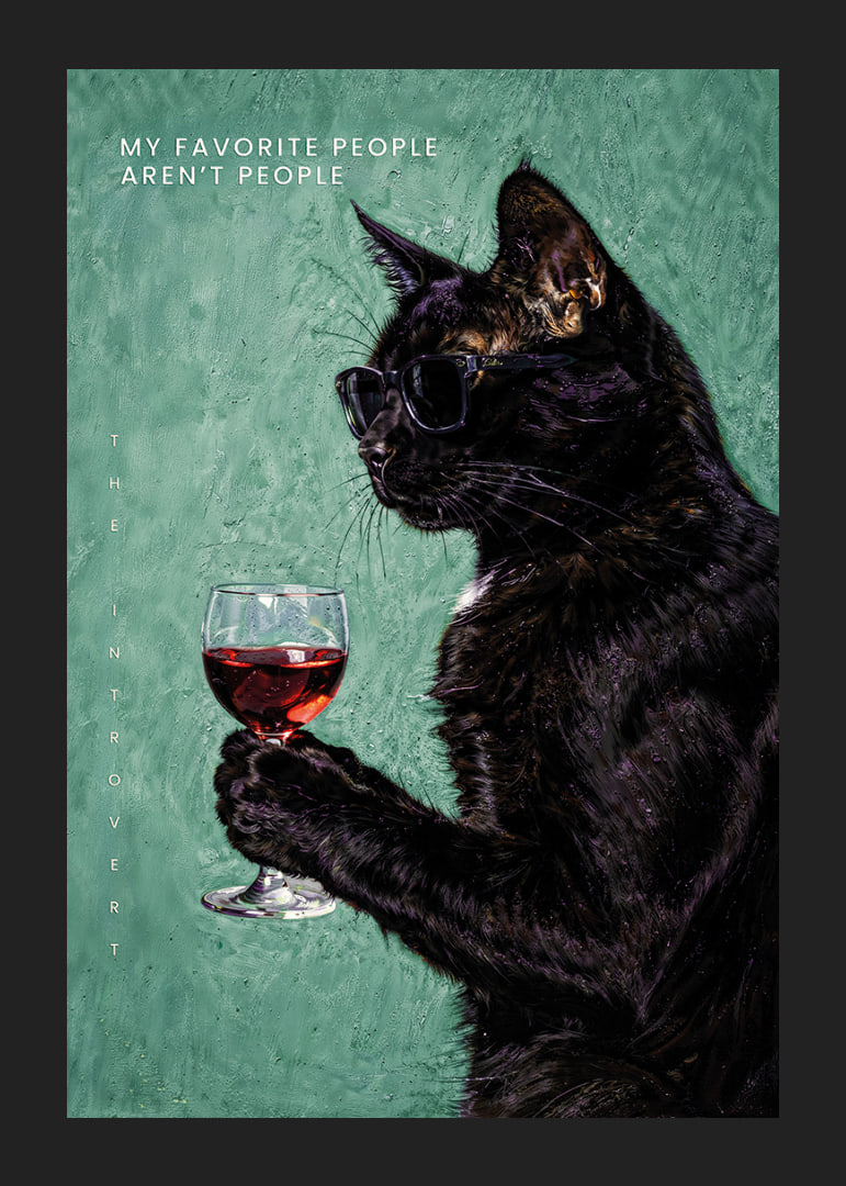 A cat with glasses enjoys a glass of wine in style.-12