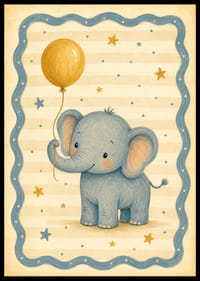 Ein bezaubernder Elefant mit Luftballon verschönert den Raum.-0