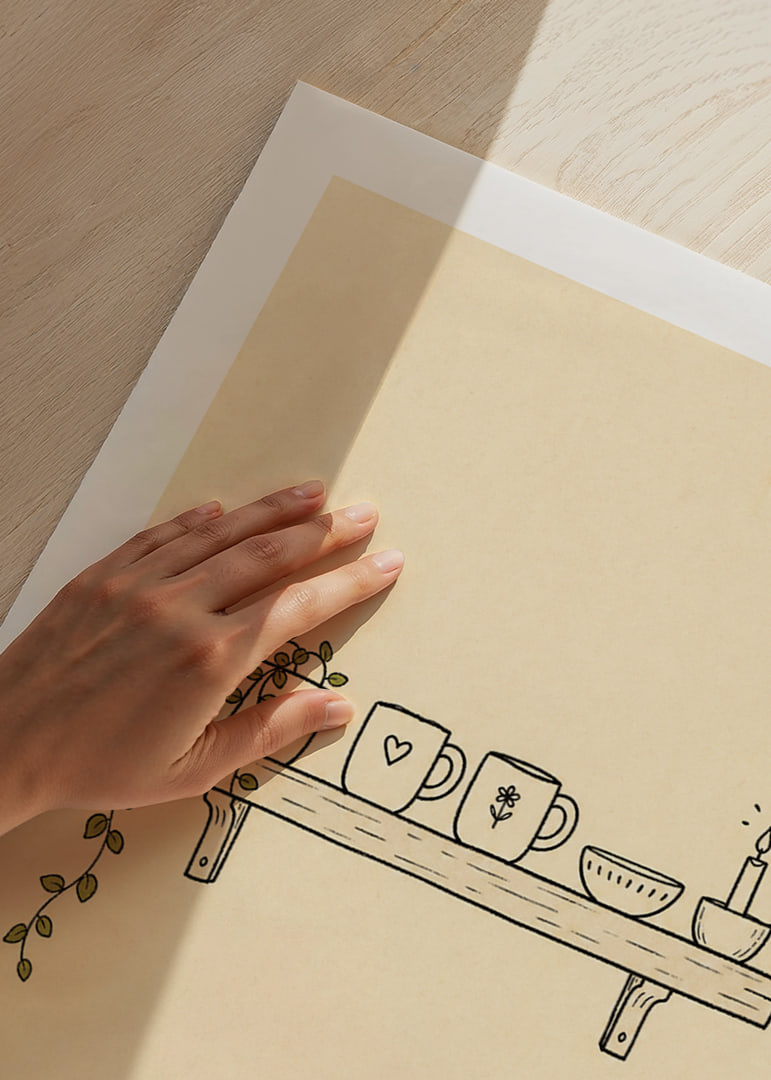 A shelf with simple charm and cozy decor.-12