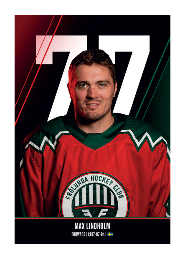 Poster Max Lindholm #77 Frölunda HC 2026/2027