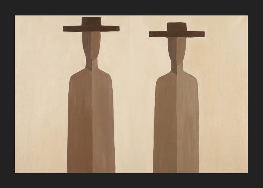 Two mysterious figures in subtle brown tones.-12