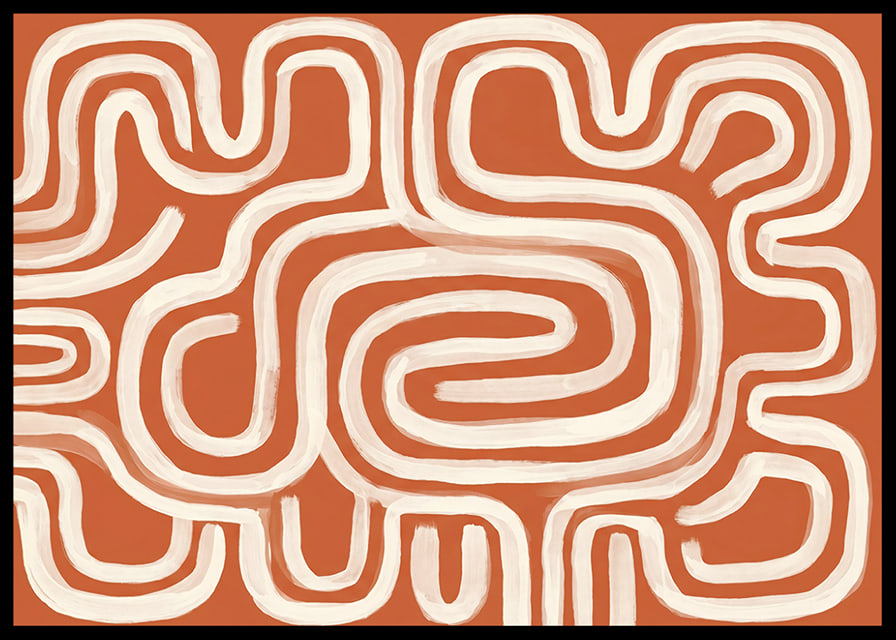 Organic lines dance in earthy terracotta.-12