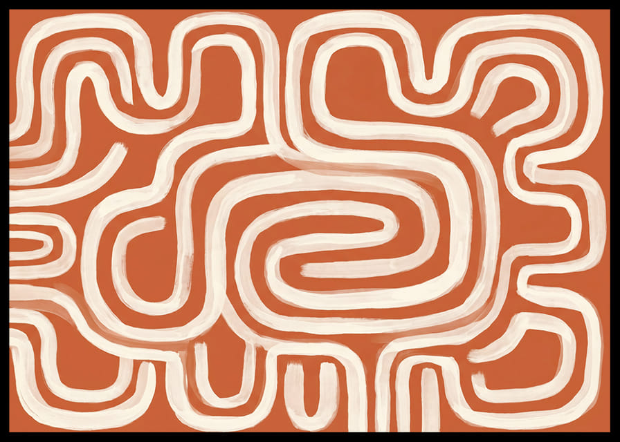 Organic lines dance in earthy terracotta.-12