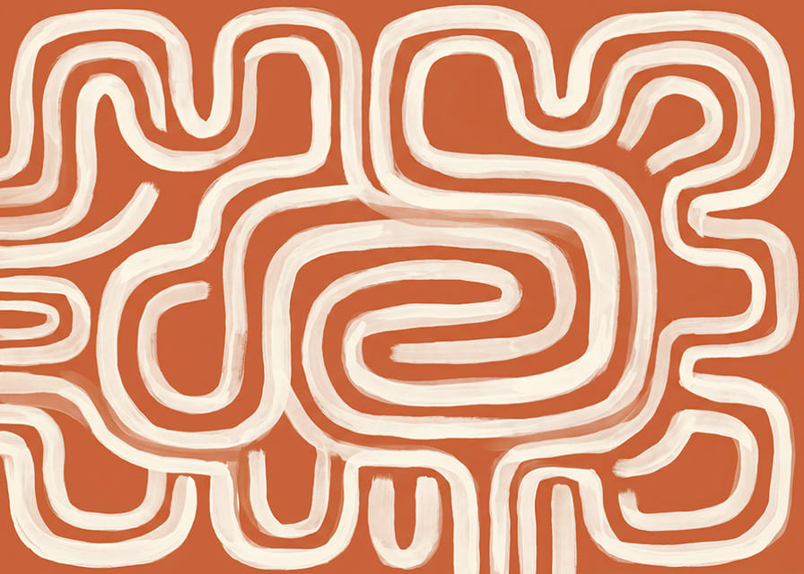 Organic lines dance in earthy terracotta.-12