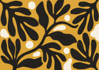 Black leaves dance against a golden background.-7