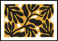 Black leaves dance against a golden background.-0