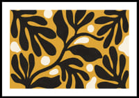 Black leaves dance against a golden background.-0