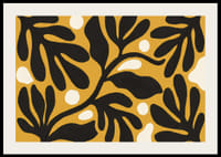 Black leaves dance against a golden background.-2