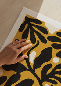 Black leaves dance against a golden background.-9