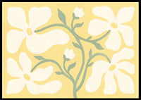 Mjuka blommor dansar på en solig gul bakgrund.-0