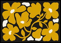 Yellow flowers dance against a deep black background.-0