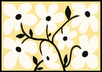 Playful white flowers on a light yellow background spread joy.-0