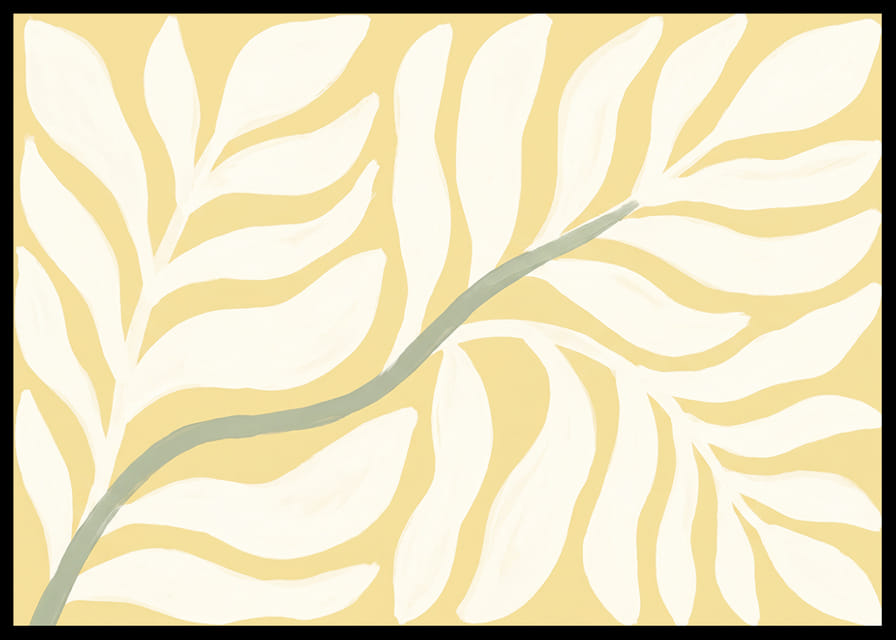Soft leaves against a sunny yellow background spread tranquility.-12