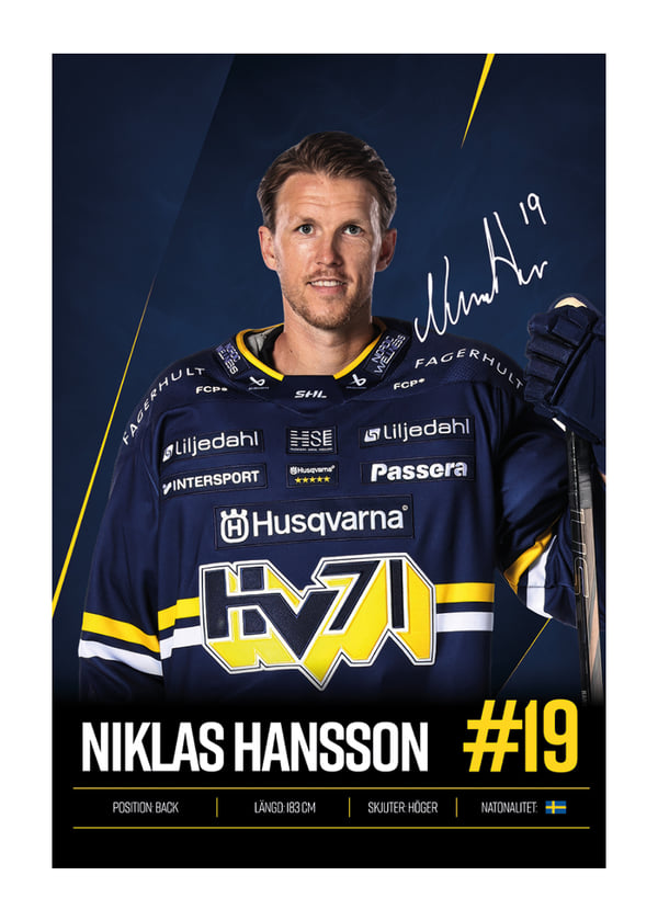 Poster Niklas Hansson #19 HV71 2026/2027