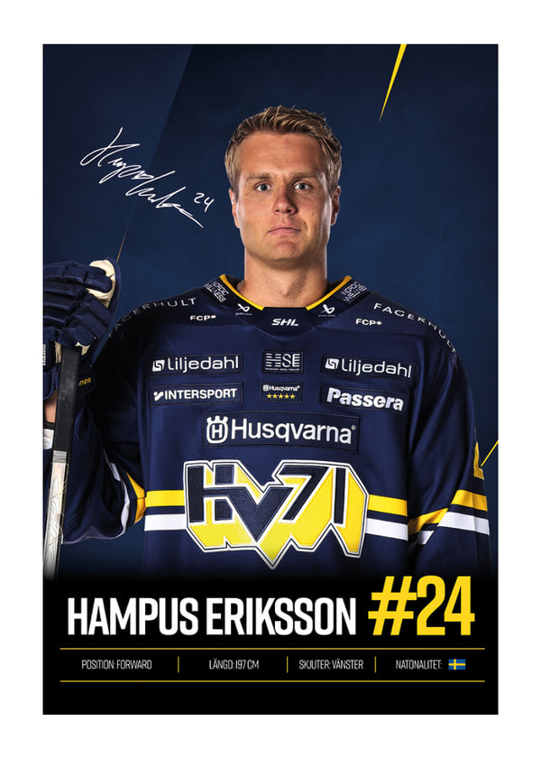 Poster Hampus Eriksson #24 HV71 2026/2027