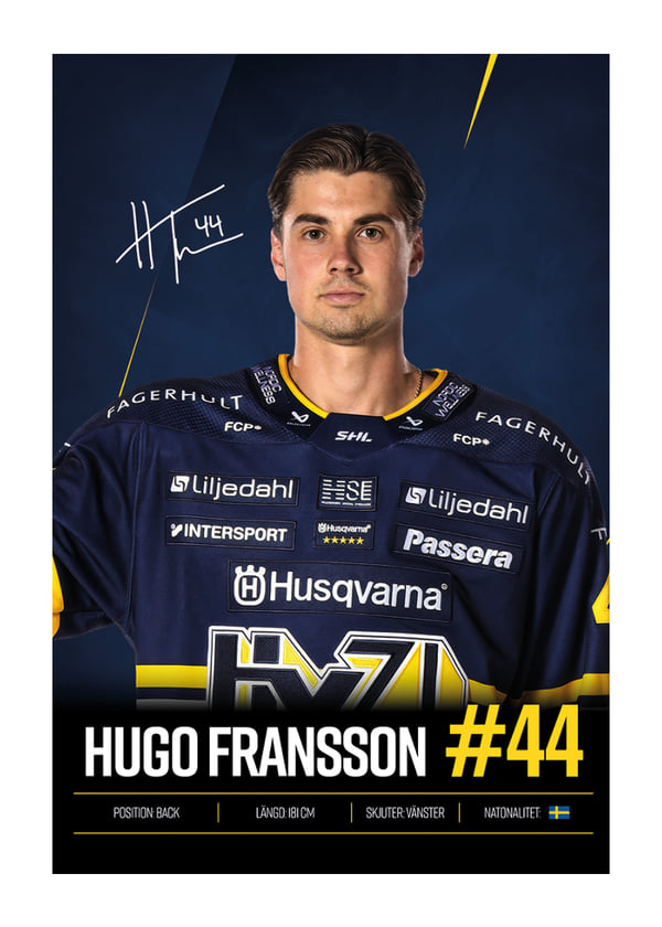 Poster Hugo Fransson #44 HV71 2026/2027