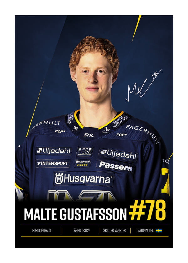 Poster Malte Gustafsson #78 HV71 2026/2027