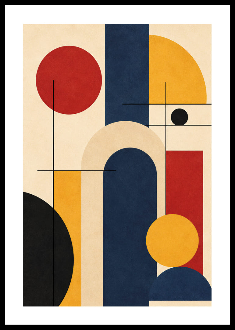 Levendig geometrisch spel met gedurfde kleuren en vormen.-12