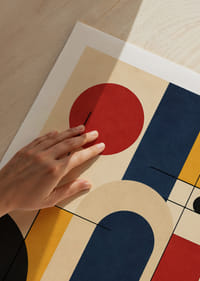 Levendig geometrisch spel met gedurfde kleuren en vormen.-9