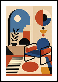 Vibrant colors and shapes create retro elegance.-0