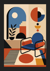 Levendige kleuren en vormen creëren een retro-elegante uitstraling.-5
